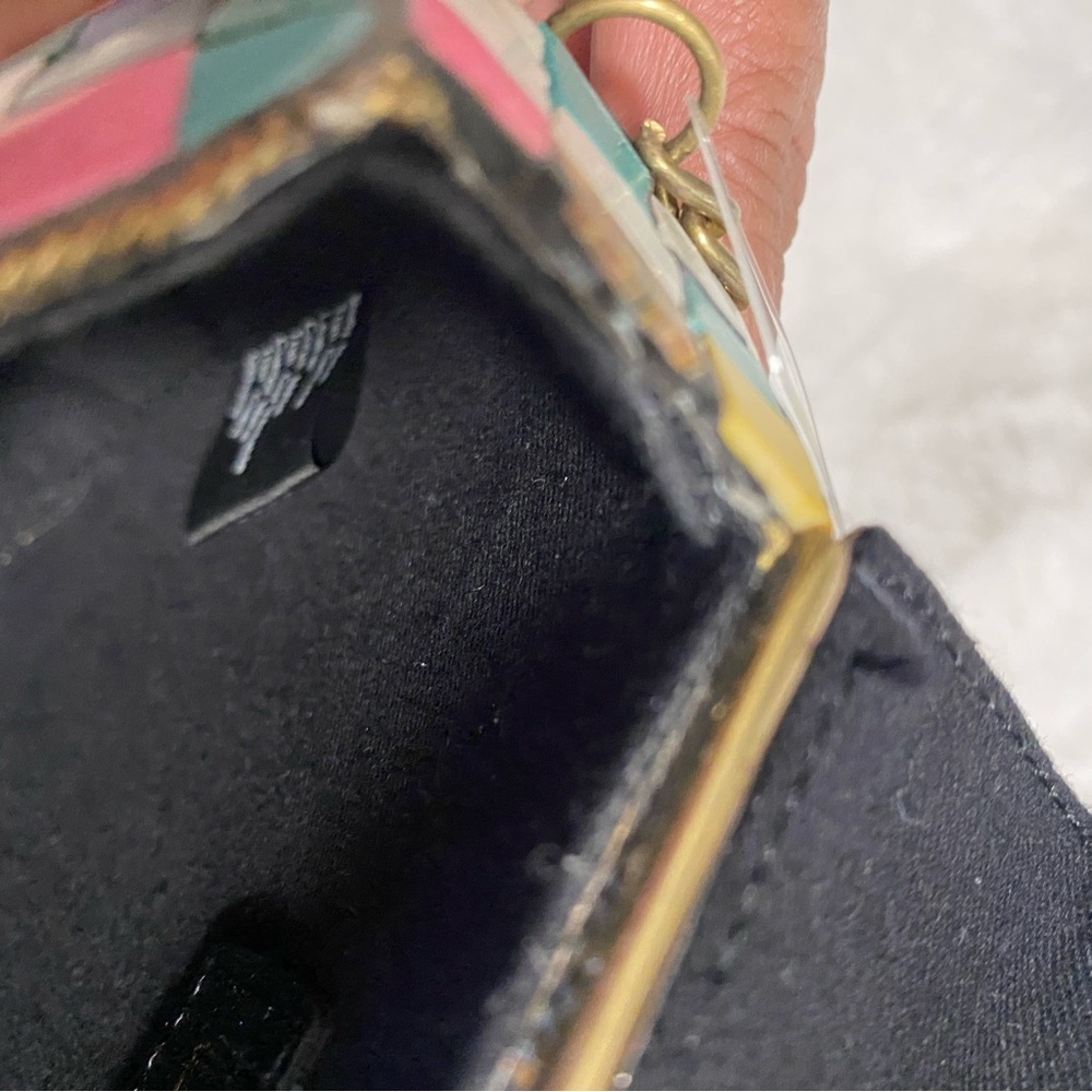 Like New/EUC Lulu Handmade Multicolor Mosaic Stone Metal Clutch/Crossbody Purse - Picture 4 of 11